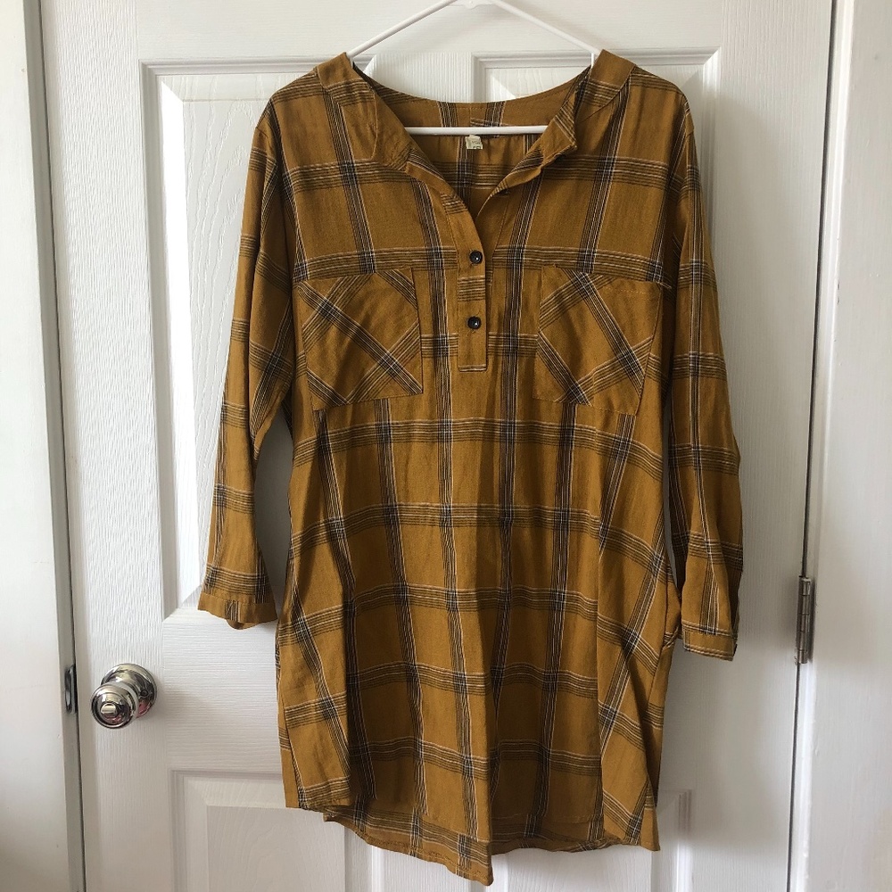 Plaid mustard yellow dress